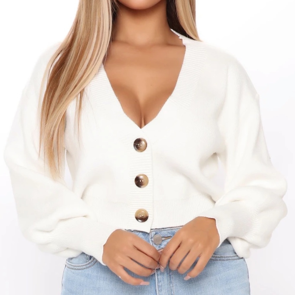 NWT fashionova white bubble sleeve cardigan